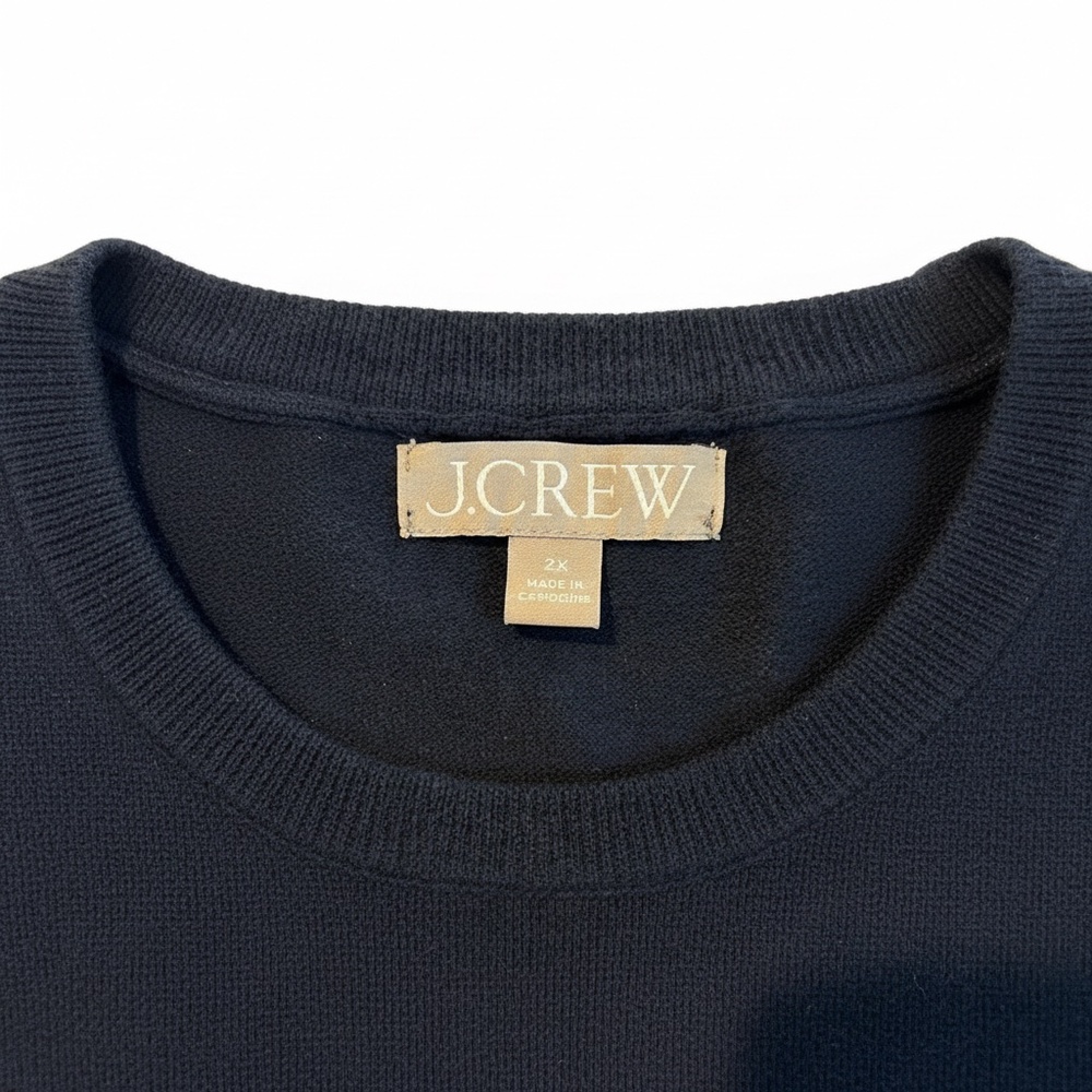 J.Crew Womens Navy Blue 100% Merino Wool Long Sleeve Crew Neck Sweater Size 2X. - Picture 2 of 3